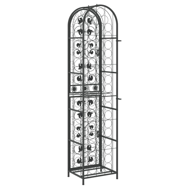 vinreol til 73 flasker 45x36x200 cm smedejern sort