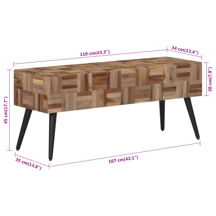 bænk 110x35x45 cm massivt genbrugsteak