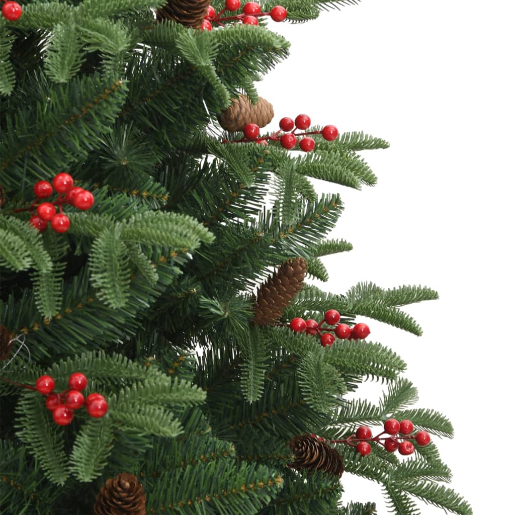 kunstigt juletræ med grankogler og bær 180 cm hængslet