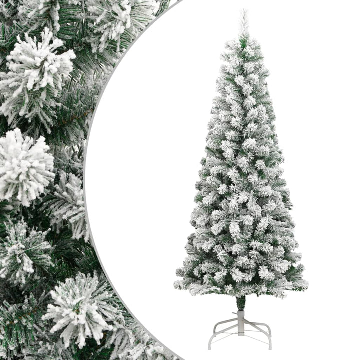 kunstigt juletræ med sne 210 cm hængslet