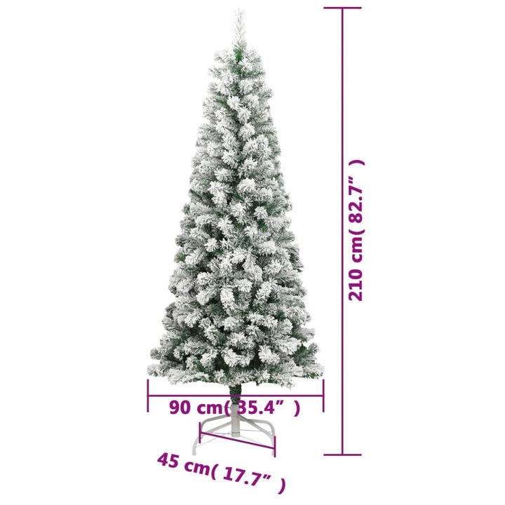 kunstigt juletræ med sne 210 cm hængslet