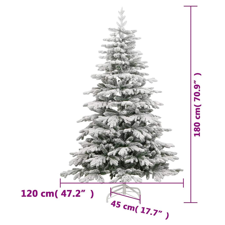 kunstigt juletræ med sne 180 cm hængslet