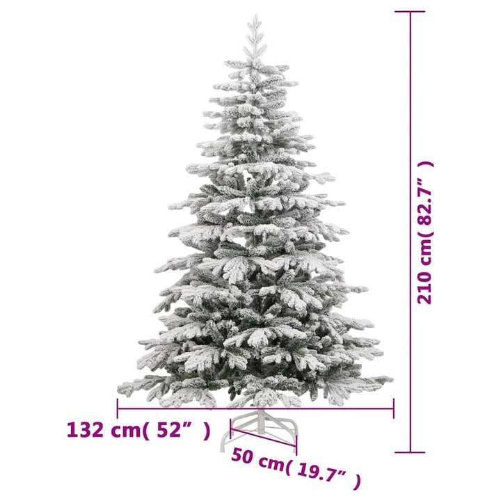 kunstigt juletræ med sne 210 cm hængslet