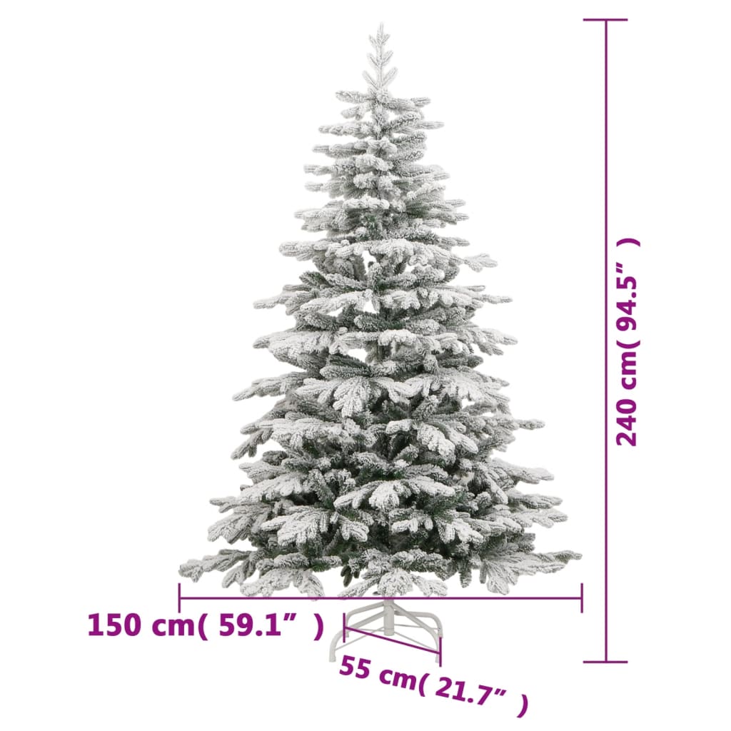 kunstigt juletræ med sne 240 cm hængslet