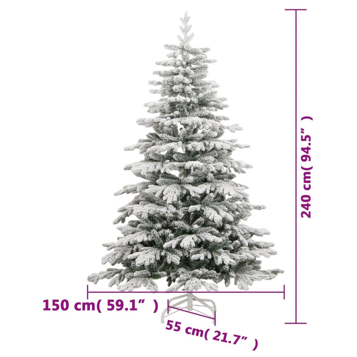 kunstigt juletræ med sne 240 cm hængslet