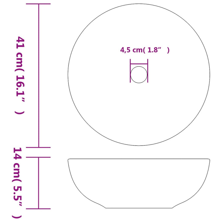 håndvask til bordplade Φ41x14 cm rund keramik flerfarvet