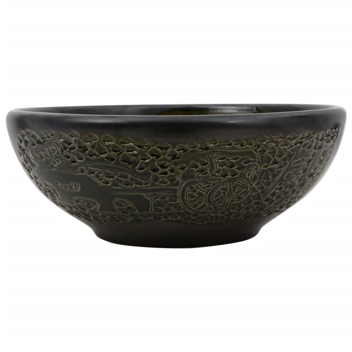 håndvask til bordplade Φ41x14 cm rund keramik sort