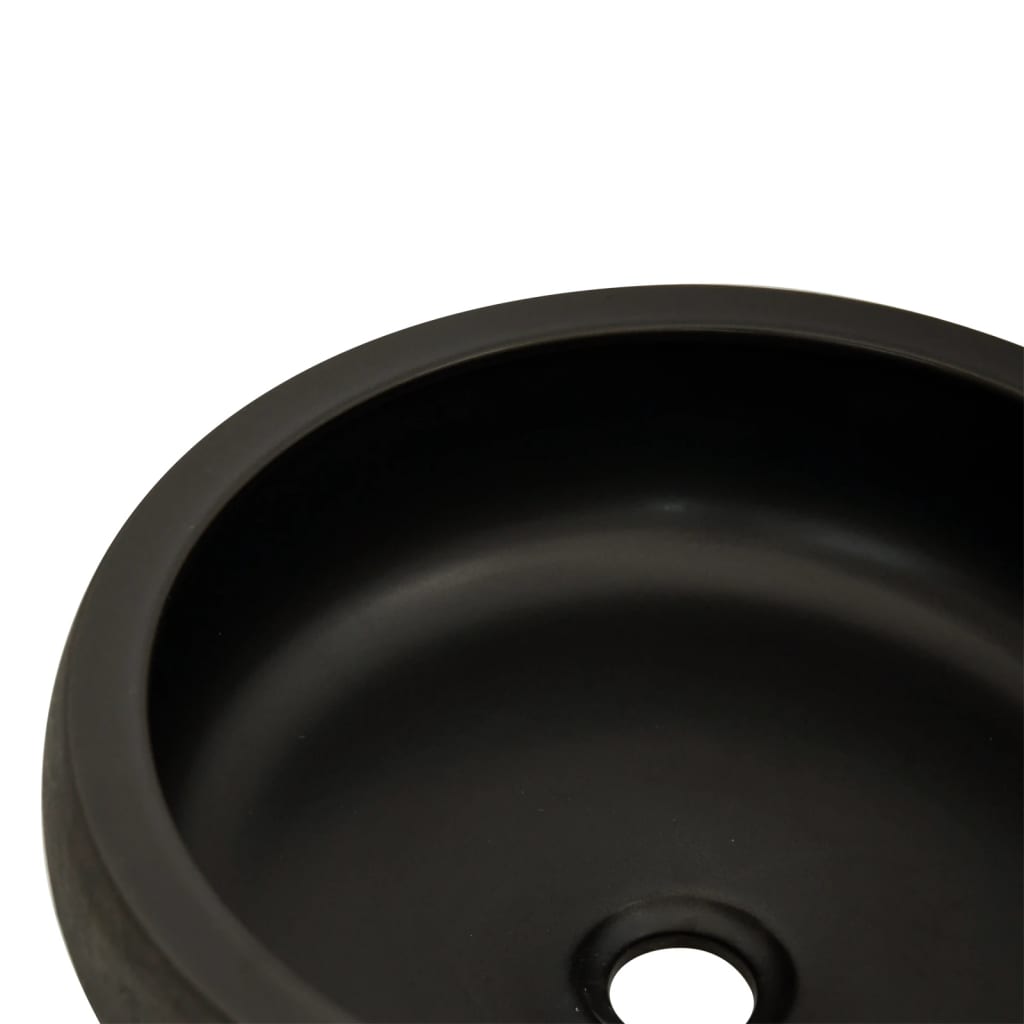 håndvask til bordplade Φ41x14 cm rund keramik sort og brun