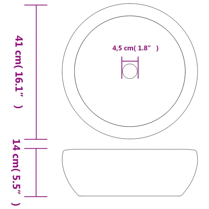 håndvask til bordplade Φ41x14 cm rund keramik sort og brun