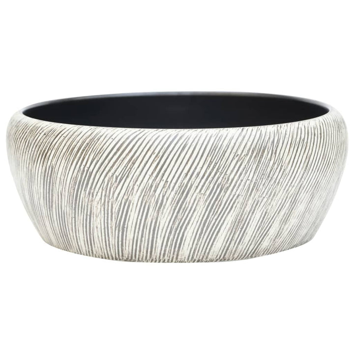 håndvask til bordplade Φ41x14 cm rund keramik sort og grå
