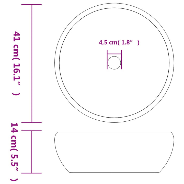 håndvask til bordplade Φ41x14 cm rund keramik sort og grå