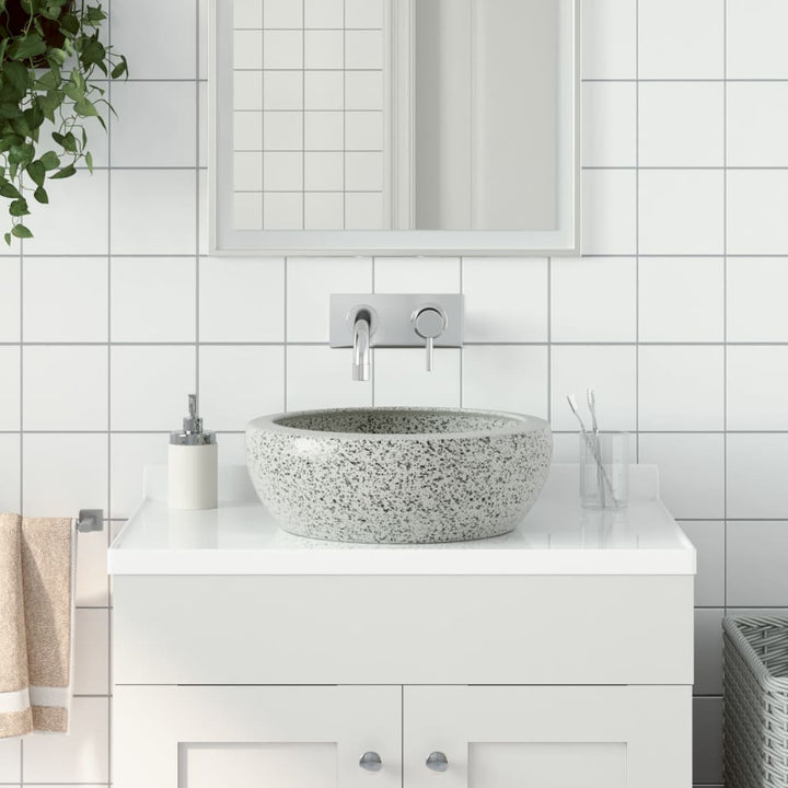 håndvask til bordplade Φ41x14 cm rund keramik grå