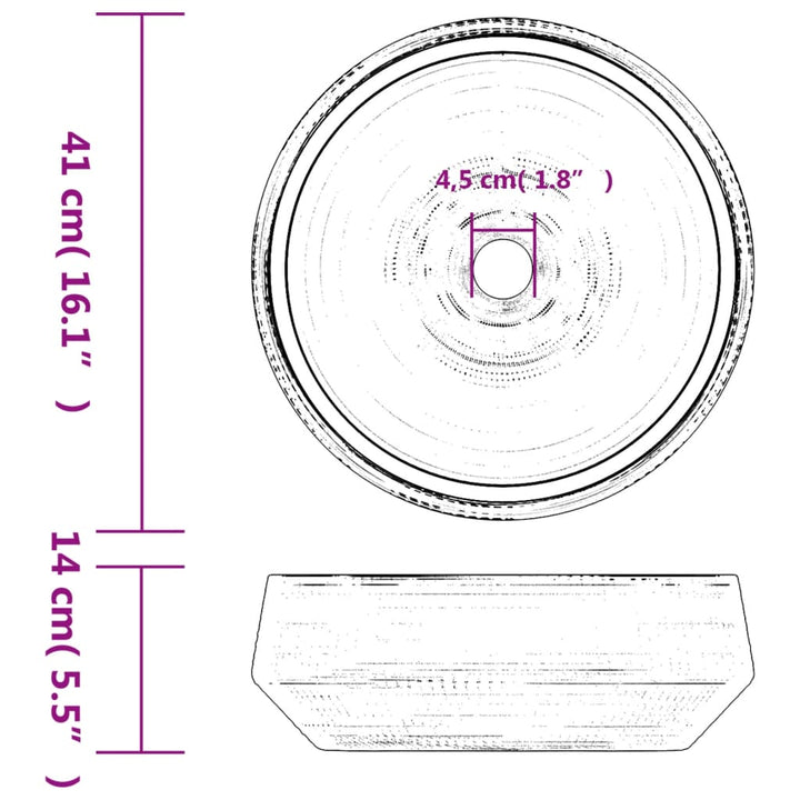 håndvask til bordplade Φ41x14 cm rund keramik grå