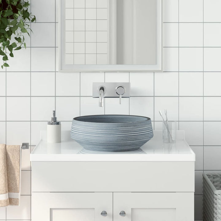 håndvask til bordplade Φ41x14 cm rund keramik grå