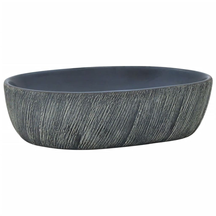 håndvask til bordplade 47x33x13 cm oval keramik sort og grå