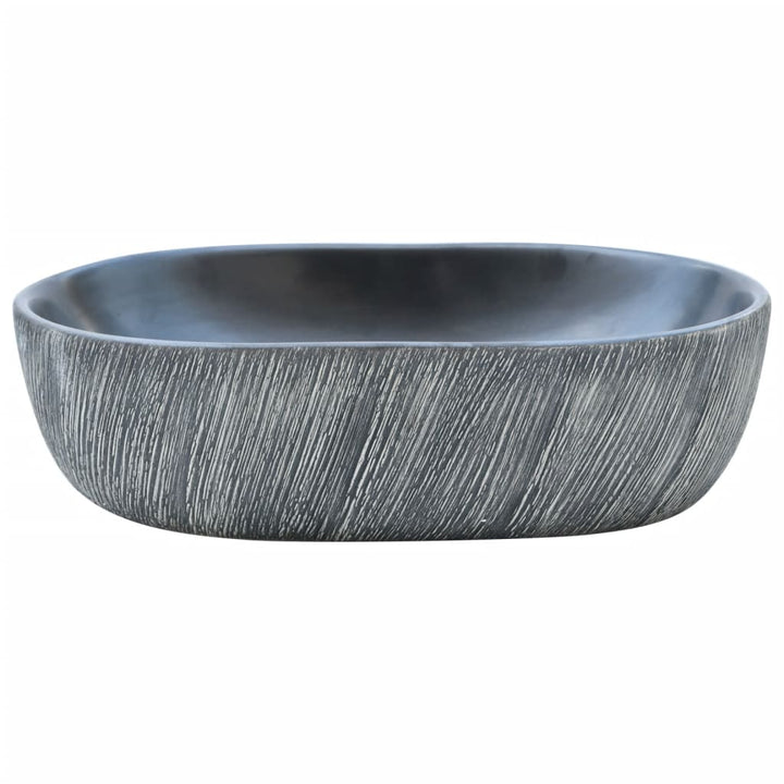 håndvask til bordplade 47x33x13 cm oval keramik sort og grå