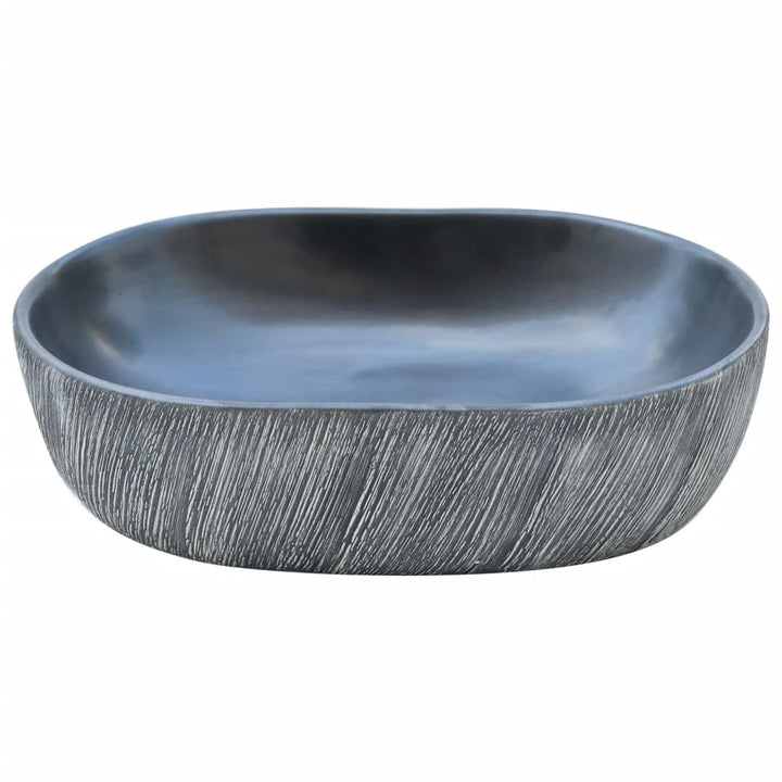 håndvask til bordplade 47x33x13 cm oval keramik sort og grå