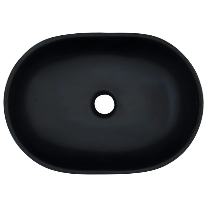 håndvask til bordplade 47x33x13 cm oval keramik sort og grå