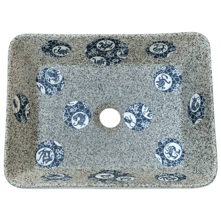 håndvask til bord 46x35,5x13 cm rektangulær keramik flerfarvet