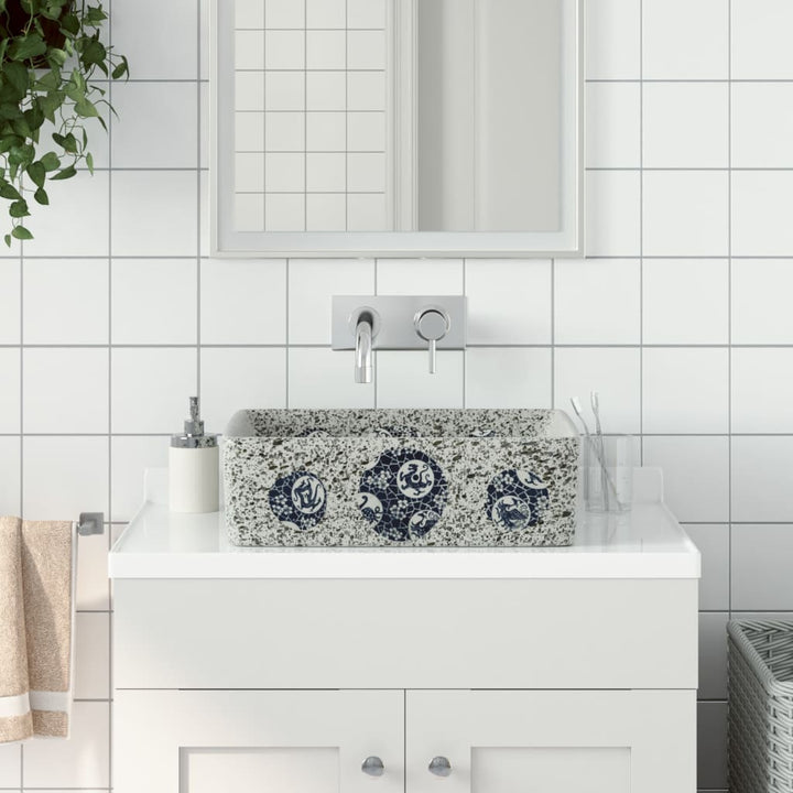 håndvask til bord 46x35,5x13 cm rektangulær keramik flerfarvet