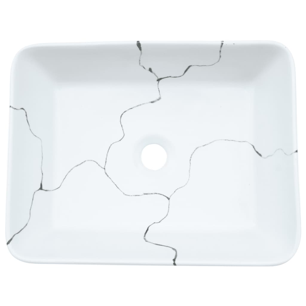 håndvask til bord 46x35,5x13 cm rektangulær keramik hvid