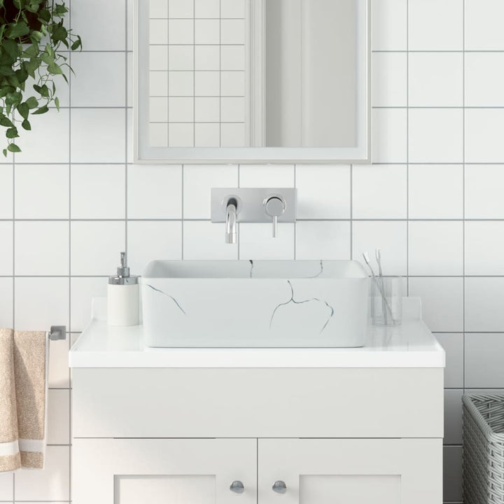 håndvask til bord 46x35,5x13 cm rektangulær keramik hvid