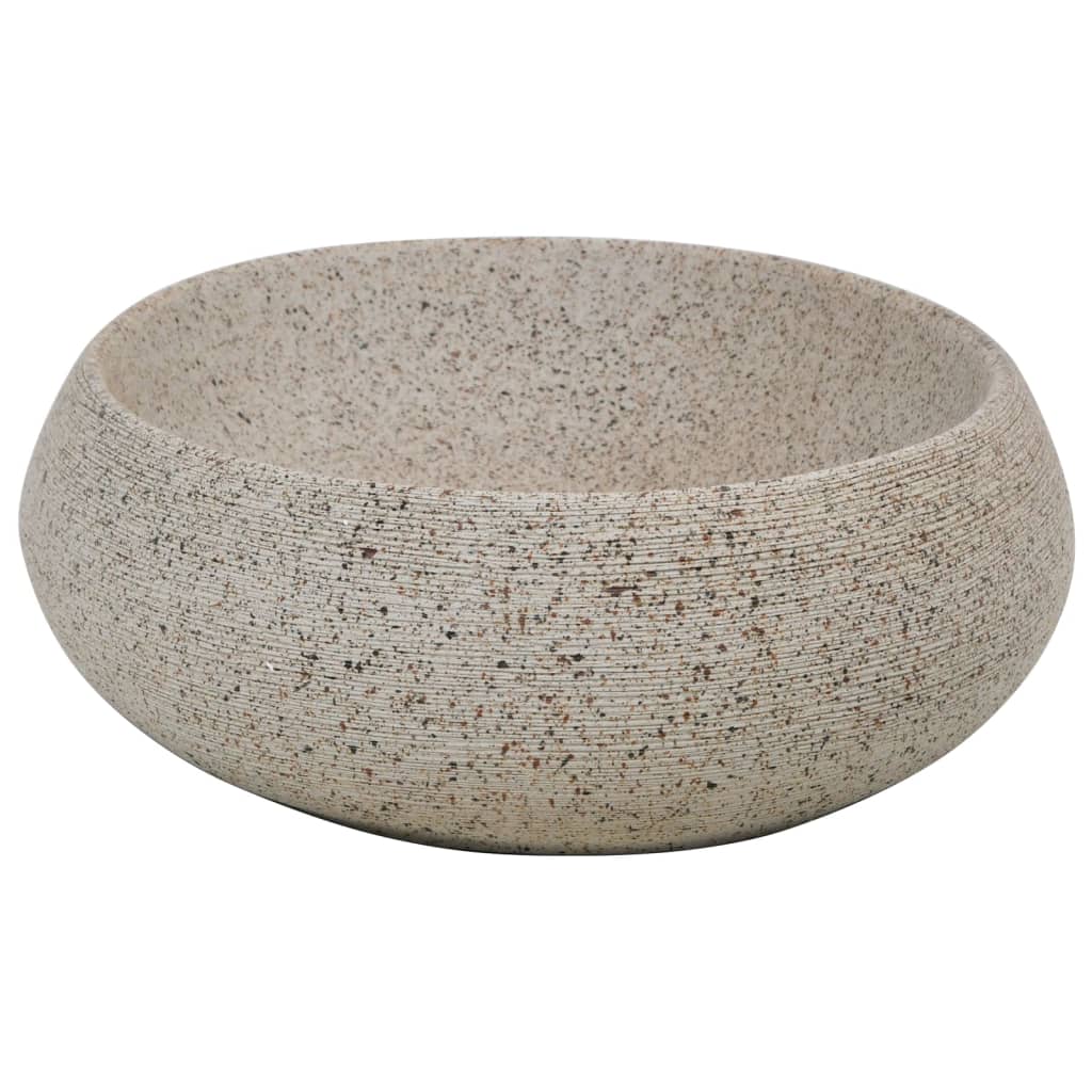 håndvask til bordplade 59x40x15 cm oval keramik sandfarvet