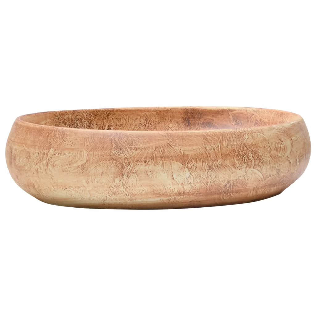 håndvask til bordplade 59x40x15 cm oval keramik brun