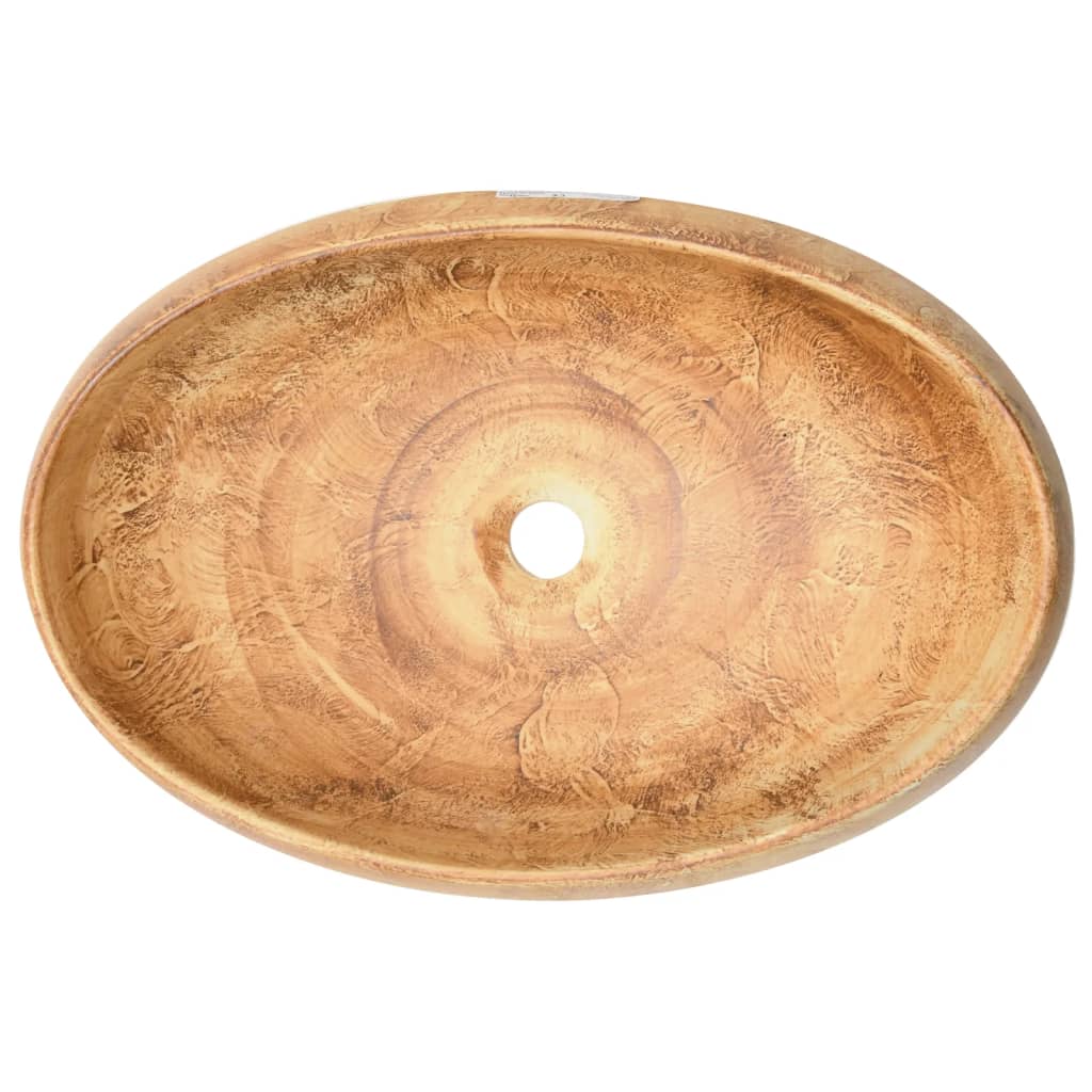 håndvask til bordplade 59x40x15 cm oval keramik brun