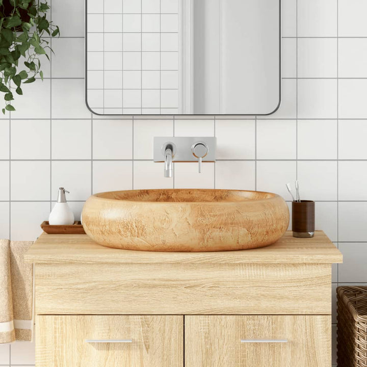 håndvask til bordplade 59x40x15 cm oval keramik brun
