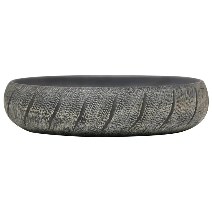 håndvask til bordplade 59x40x15 cm oval keramik sort og grå