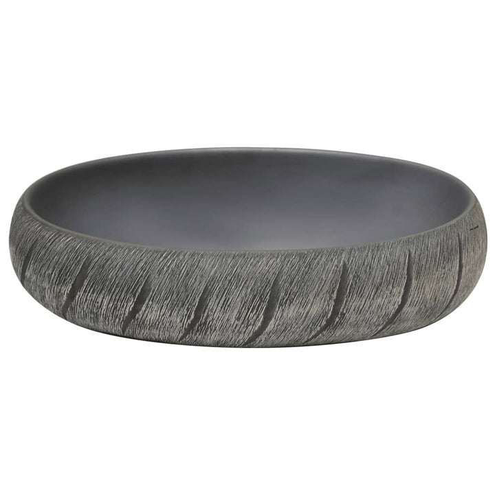 håndvask til bordplade 59x40x15 cm oval keramik sort og grå