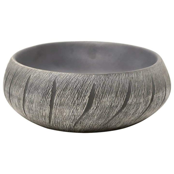 håndvask til bordplade 59x40x15 cm oval keramik sort og grå
