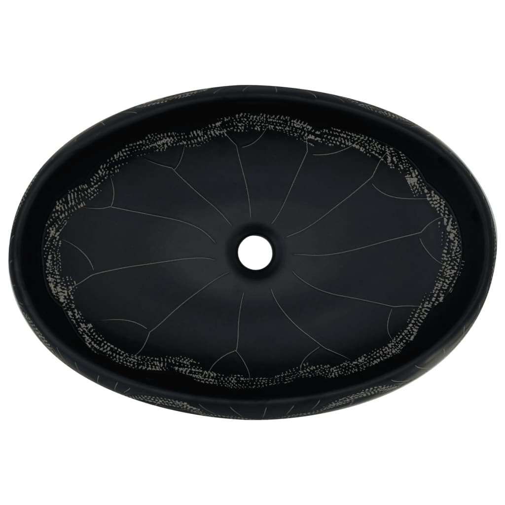 håndvask til bordplade 59x40x15 cm oval keramik sort