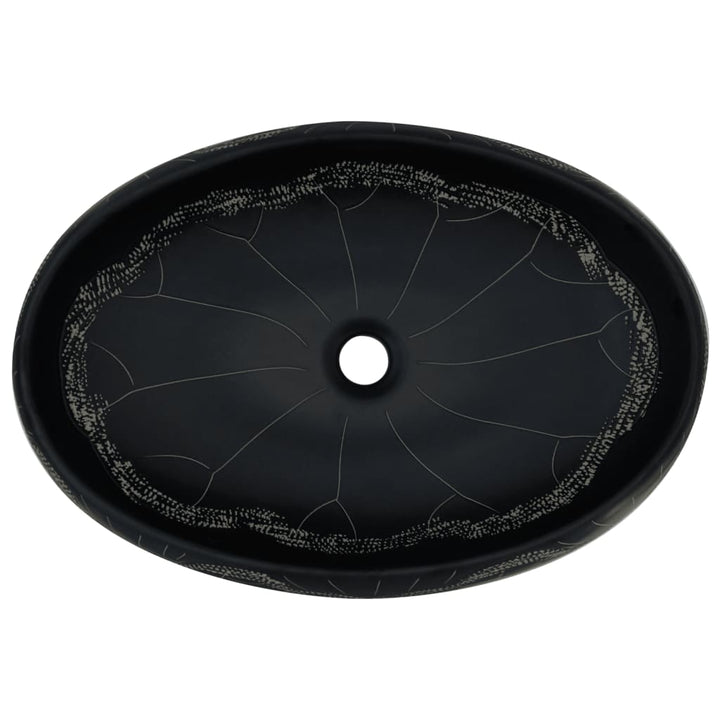 håndvask til bordplade 59x40x15 cm oval keramik sort