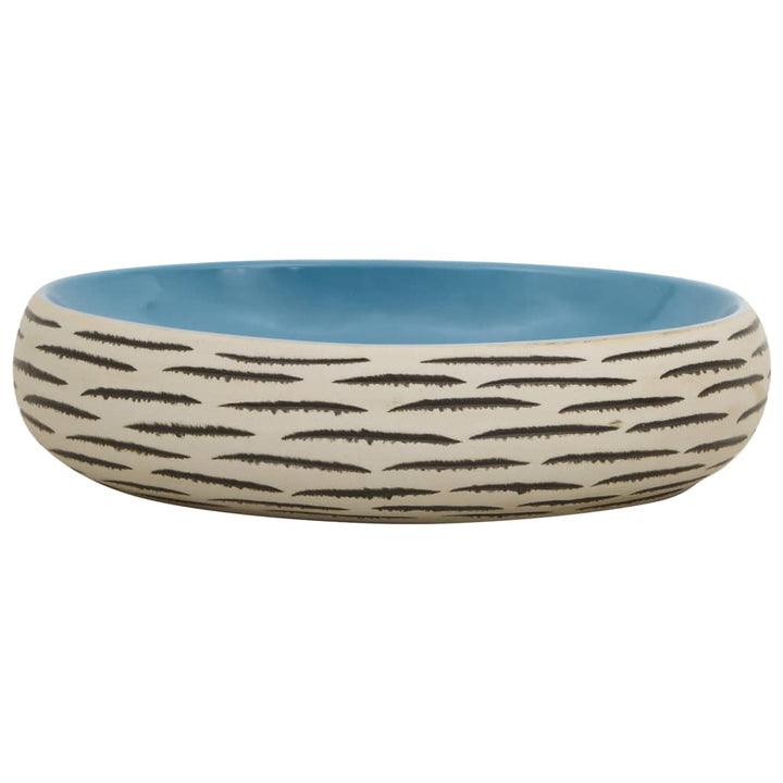 håndvask til bordplade 59x40x15 cm oval keramik flerfarvet