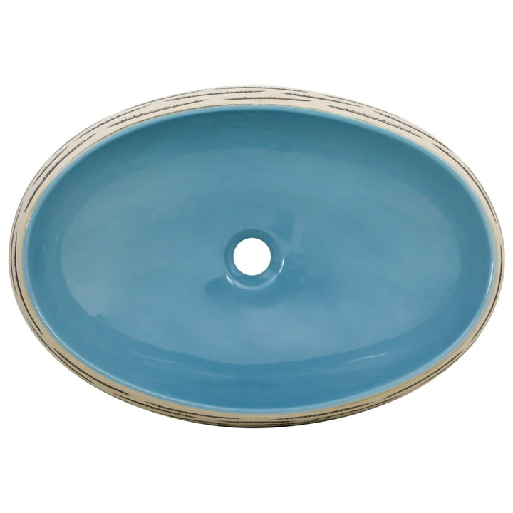 håndvask til bordplade 59x40x15 cm oval keramik flerfarvet