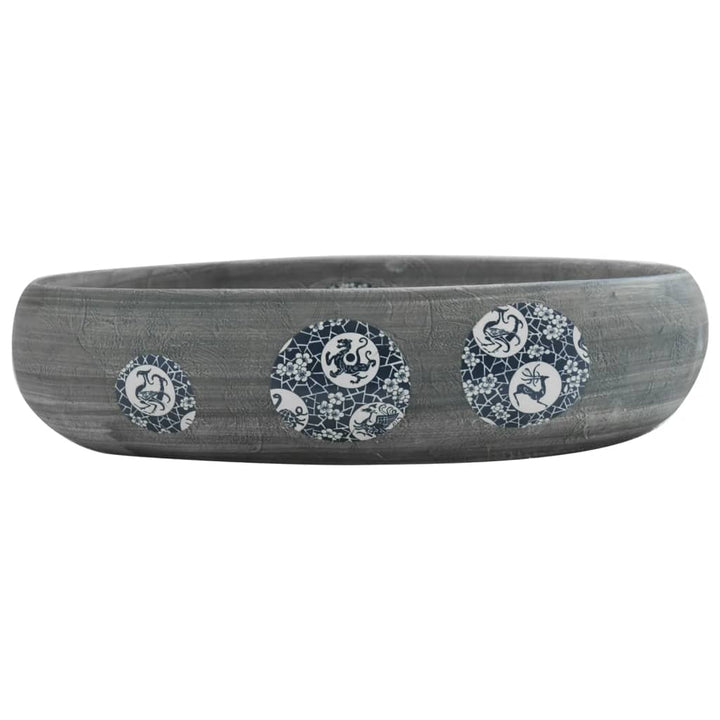 håndvask til bordplade 59x40x15 cm oval keramik grå