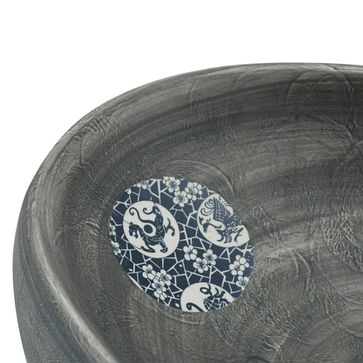 håndvask til bordplade 59x40x15 cm oval keramik grå