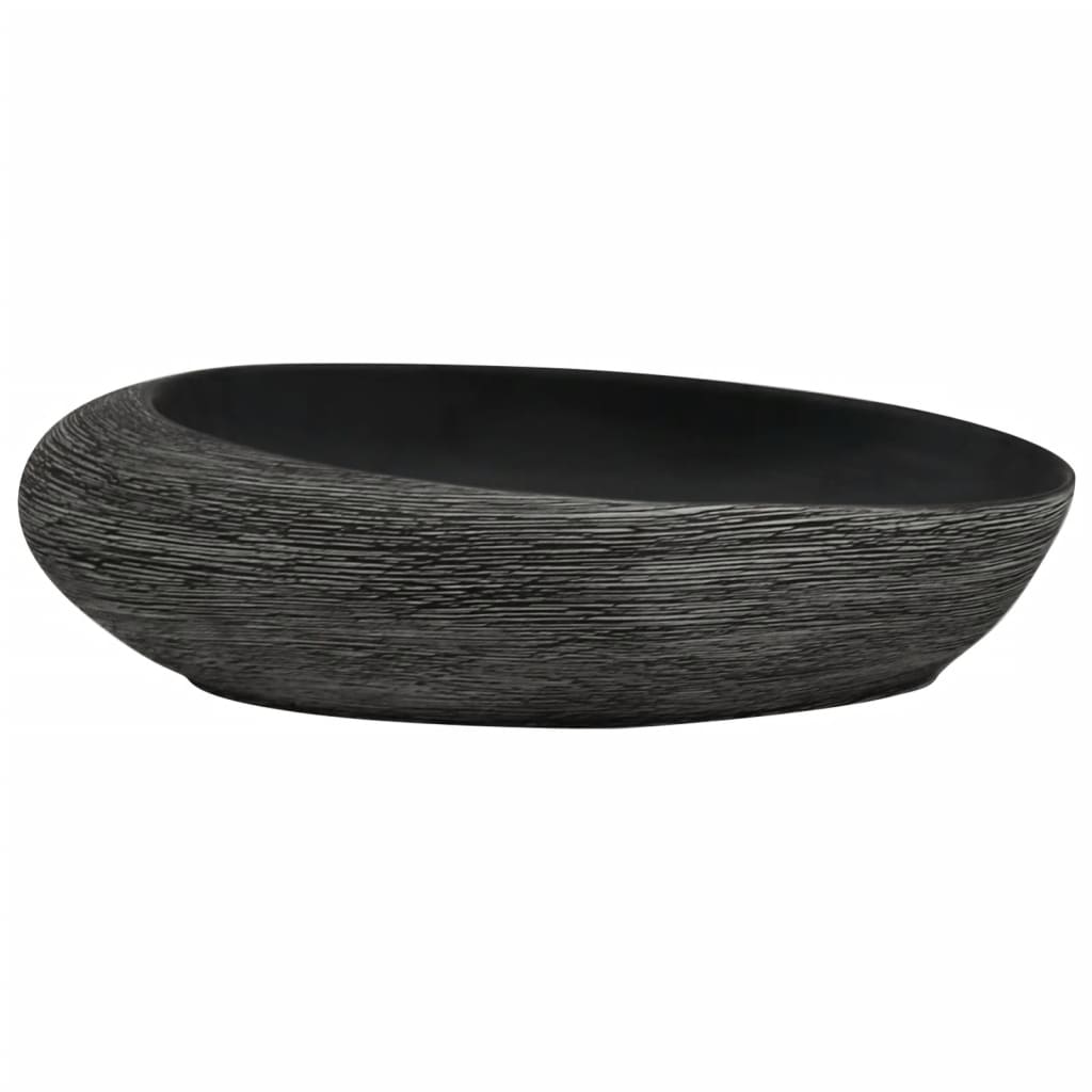 håndvask til bordplade 59x40x15 cm oval keramik grå og sort