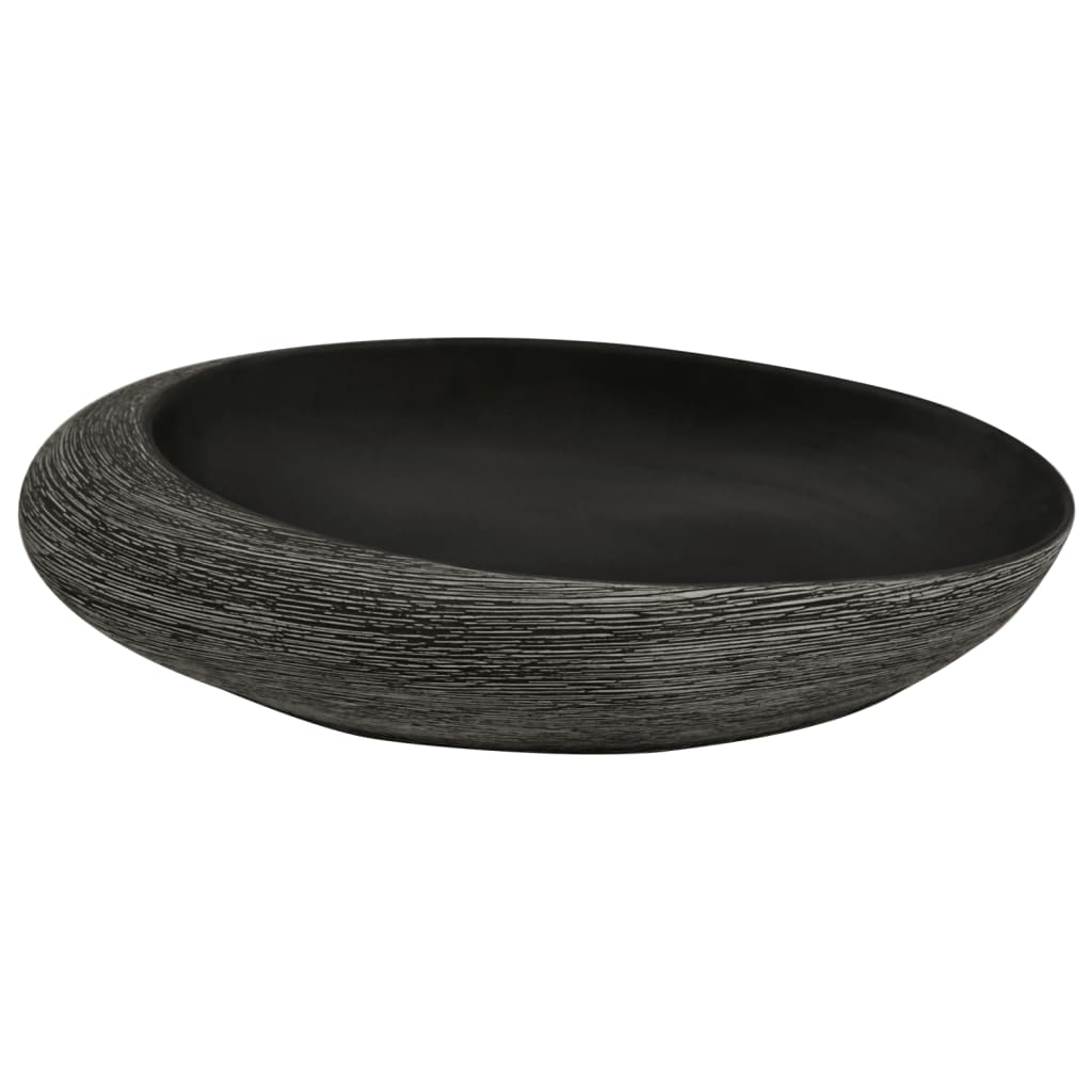 håndvask til bordplade 59x40x15 cm oval keramik grå og sort
