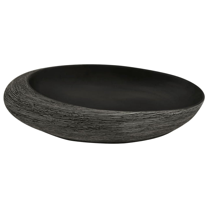 håndvask til bordplade 59x40x15 cm oval keramik grå og sort