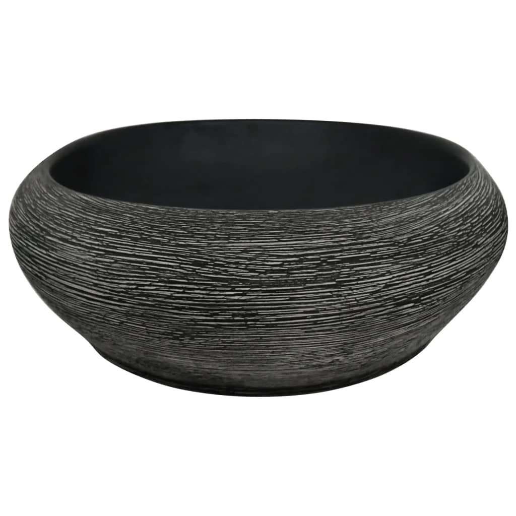 håndvask til bordplade 59x40x15 cm oval keramik grå og sort