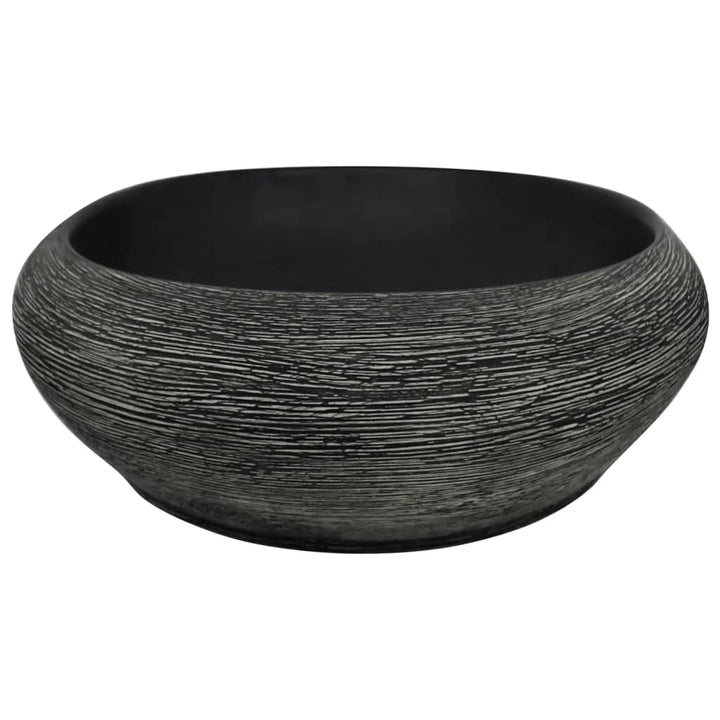 håndvask til bordplade 59x40x15 cm oval keramik grå og sort