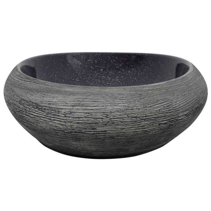 håndvask til bordplade 59x40x14 cm oval keramik lilla og grå