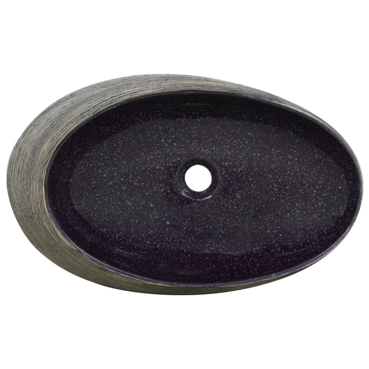 håndvask til bordplade 59x40x14 cm oval keramik lilla og grå