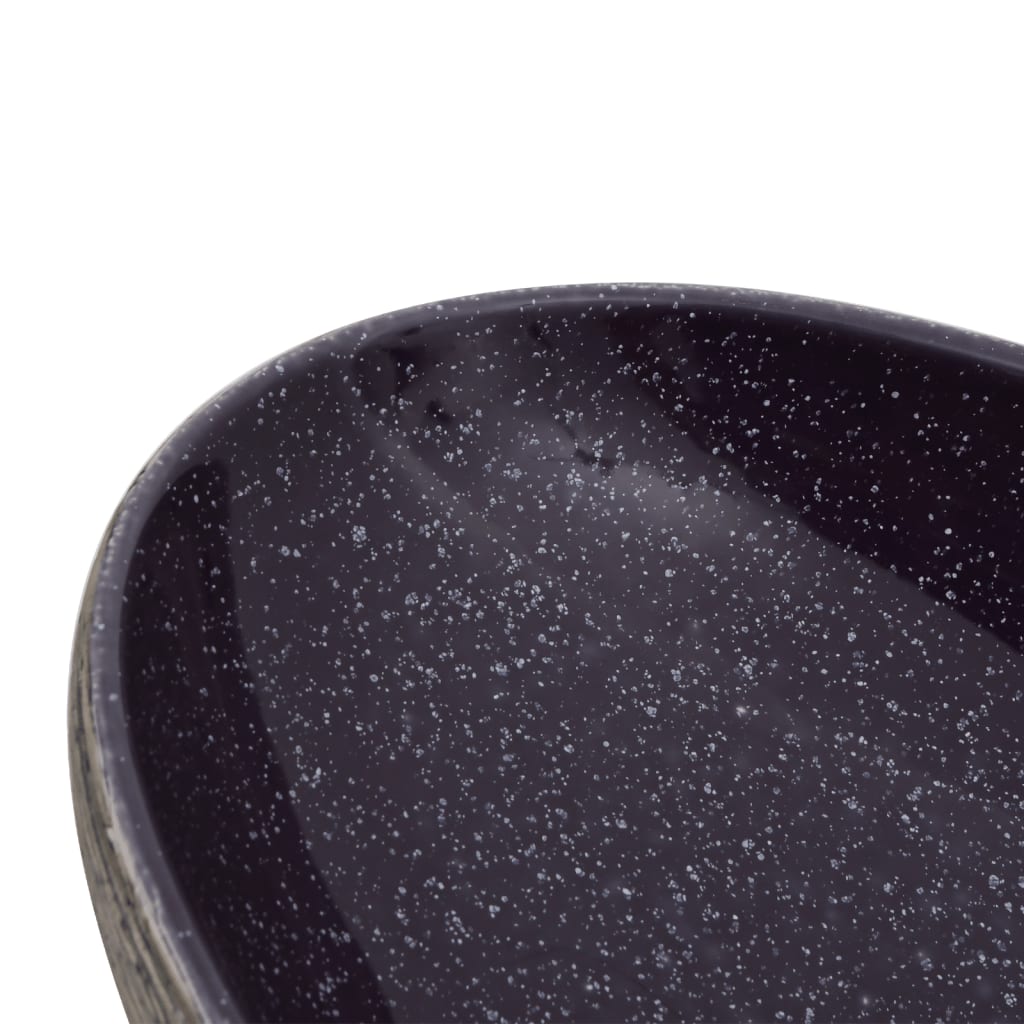 håndvask til bordplade 59x40x14 cm oval keramik lilla og grå