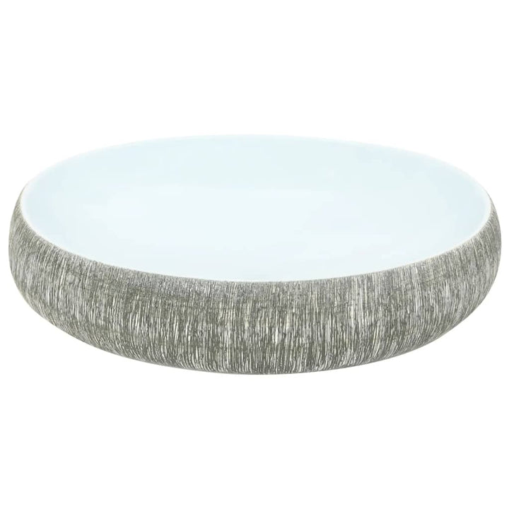 håndvask til bordplade 59x40x15 cm oval keramik grå og blå