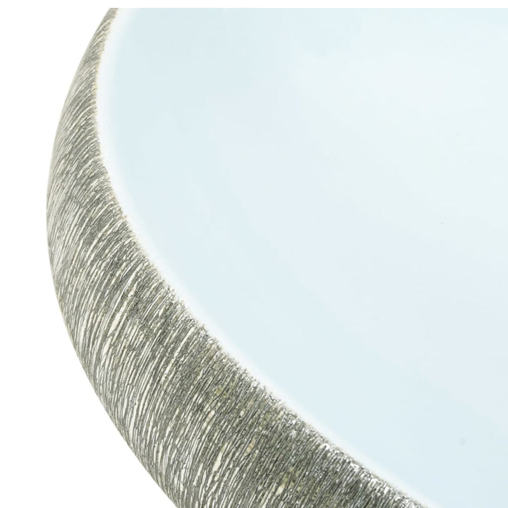 håndvask til bordplade 59x40x15 cm oval keramik grå og blå