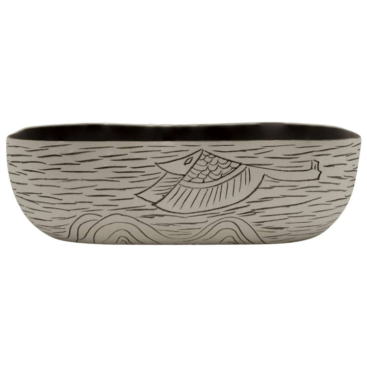 håndvask til bord 48x37,5x13,5 cm rektangulær keramik grå sort